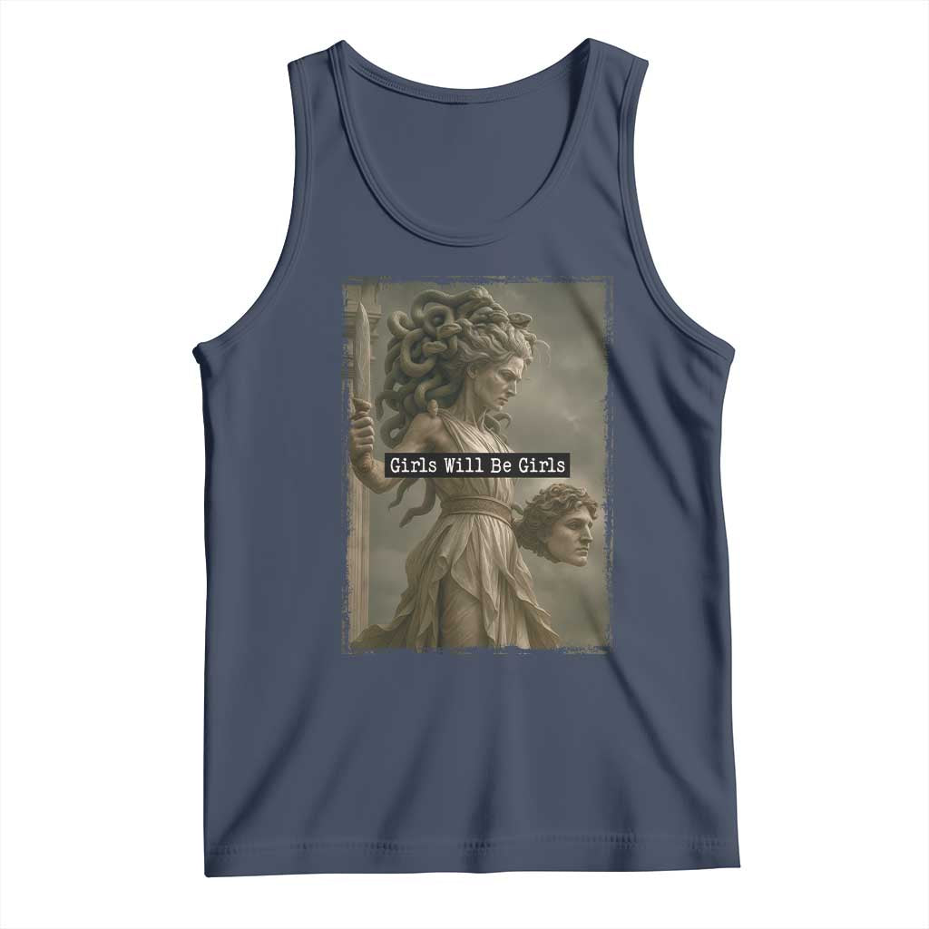 Girls Will Be Girls Medusa Feminist Tank Top Women's Right TS11 Navy Print Your Wear