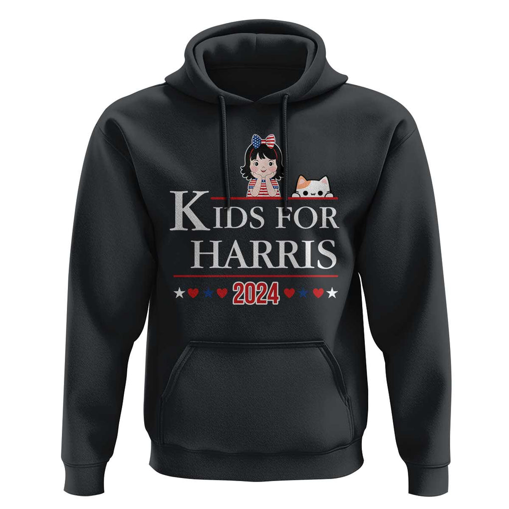 Kids For Harris Hoodie Cat And Toddlers Love Kamala US Flag TS11 Black Print Your Wear