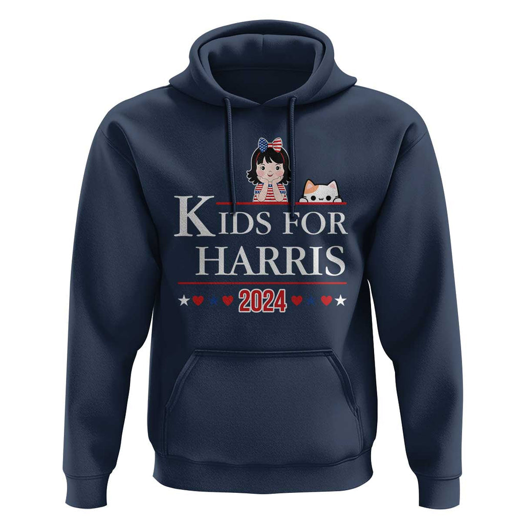 Kids For Harris Hoodie Cat And Toddlers Love Kamala US Flag TS11 Navy Print Your Wear