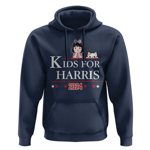 Kids For Harris Hoodie Cat And Toddlers Love Kamala US Flag TS11 Navy Print Your Wear