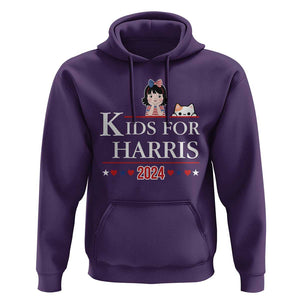Kids For Harris Hoodie Cat And Toddlers Love Kamala US Flag TS11 Purple Print Your Wear