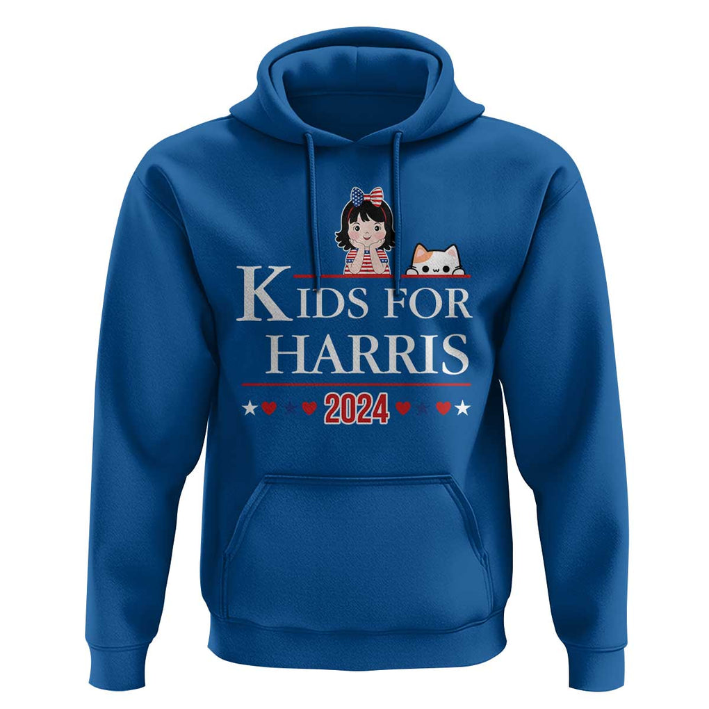 Kids For Harris Hoodie Cat And Toddlers Love Kamala US Flag TS11 Royal Blue Print Your Wear