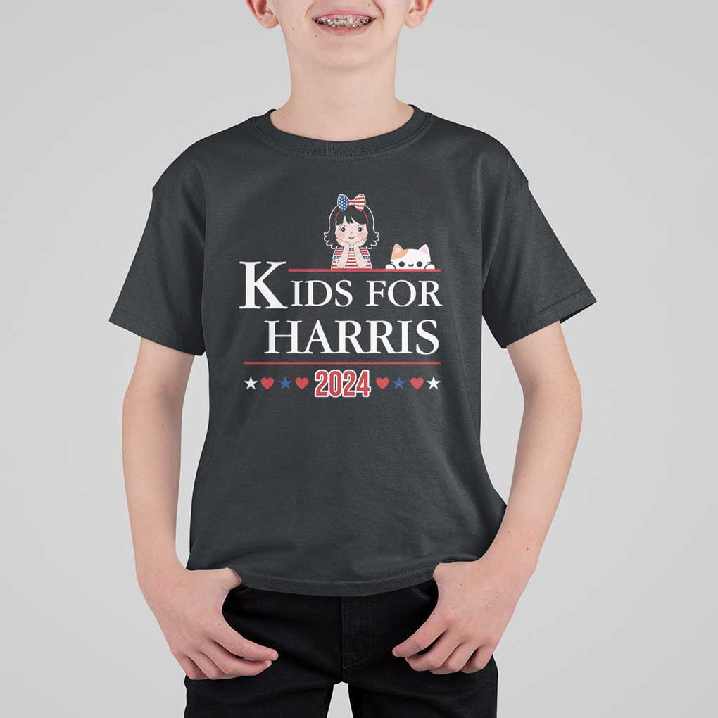 Kids For Harris T Shirt For Kid Cat And Toddlers Love Kamala US Flag TS11 Black Print Your Wear