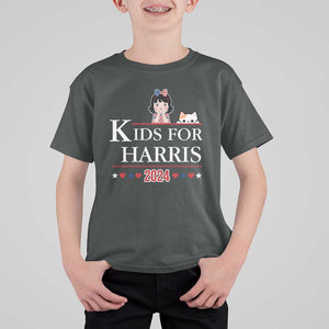 Kids For Harris T Shirt For Kid Cat And Toddlers Love Kamala US Flag TS11 Dark Heather Print Your Wear