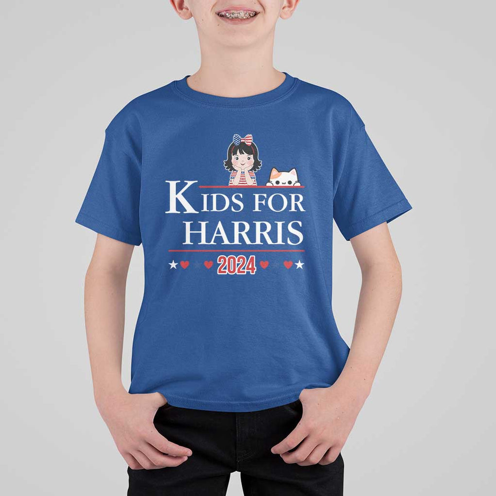 Kids For Harris T Shirt For Kid Cat And Toddlers Love Kamala US Flag TS11 Royal Blue Print Your Wear