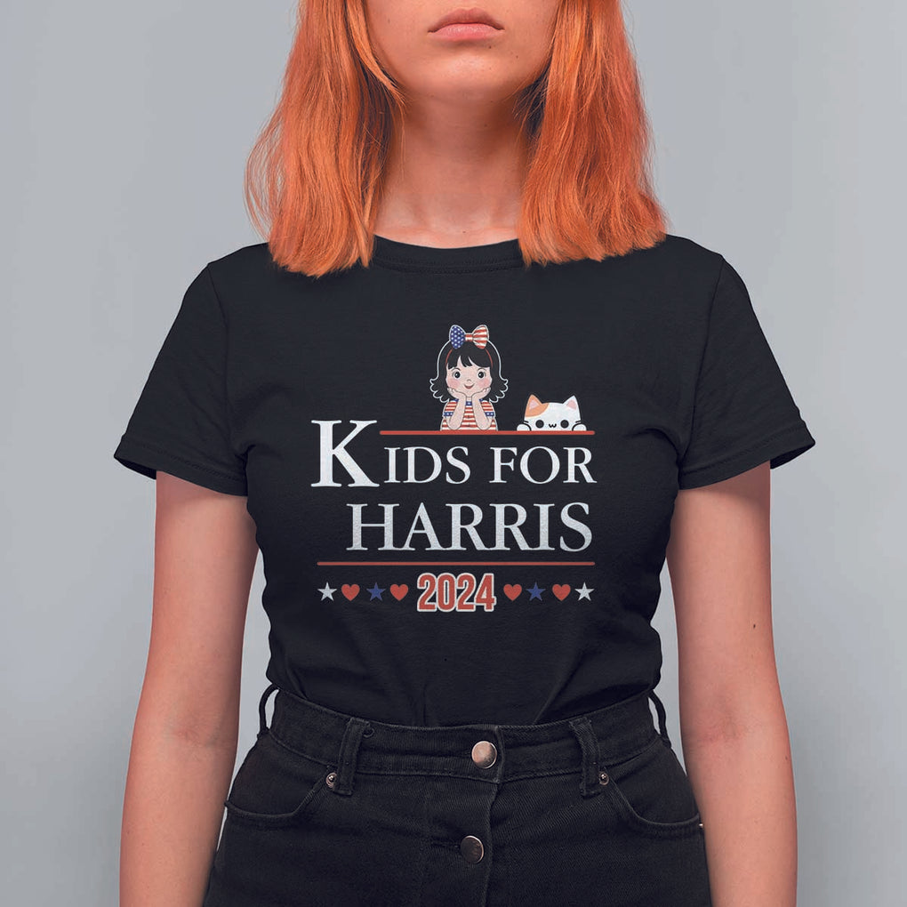 Kids For Harris T Shirt For Women Cat And Toddlers Love Kamala US Flag TS11 Black Print Your Wear