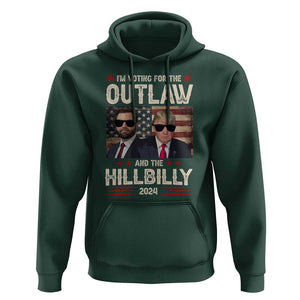 Trump Vance 2024 Hoodie I'm Voting For The Outlaw And The Hillbilly US Flag TS11 Dark Forest Green Print Your Wear