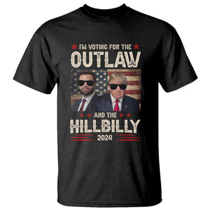Trump Vance 2024 T Shirt I'm Voting For The Outlaw And The Hillbilly US Flag TS11 Black Print Your Wear