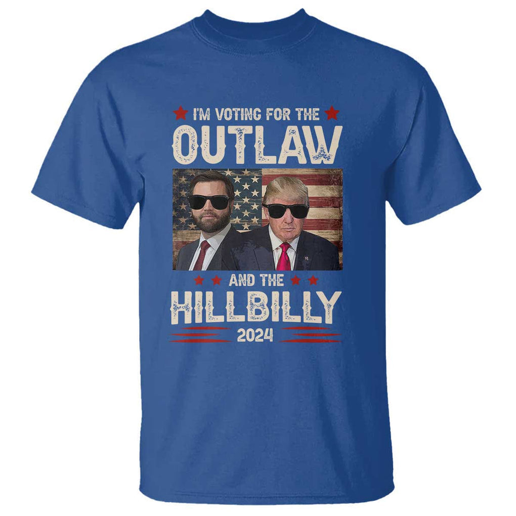 Trump Vance 2024 T Shirt I'm Voting For The Outlaw And The Hillbilly US Flag TS11 Royal Blue Print Your Wear