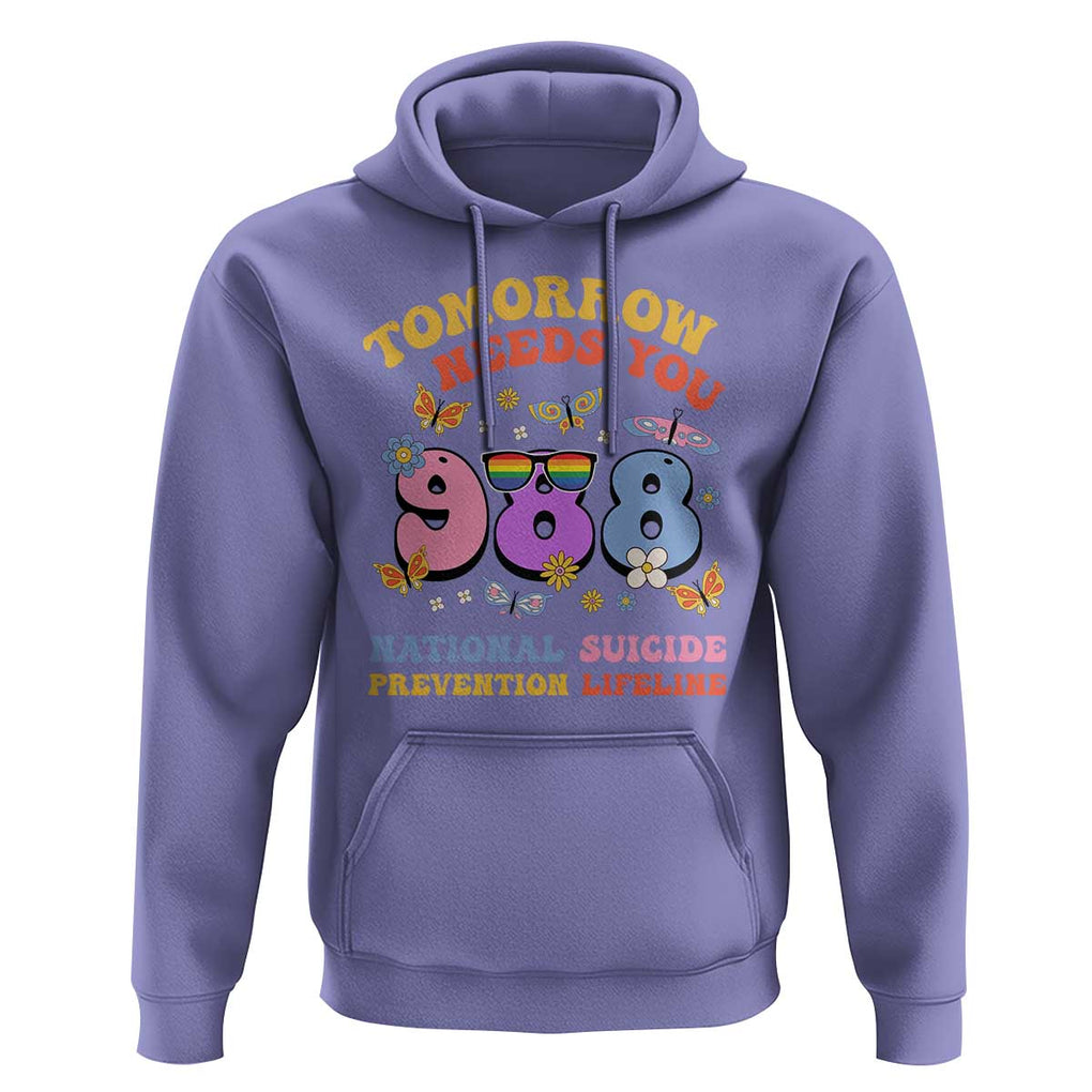Suicide Prevention Hoodie Tomorrow Needs You Retro 988 National Suicide Prevention Lifeline TS11 Violet Print Your Wear