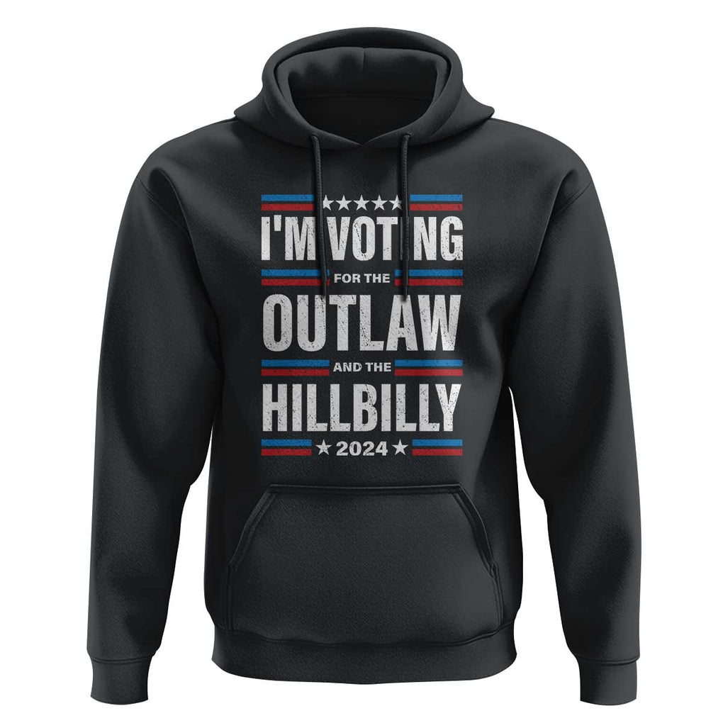 I'm Voting For the Outlaw and the Hillbilly 2024 Hoodie Retro Star US Flag TS11 Black Print Your Wear