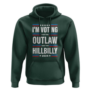 I'm Voting For the Outlaw and the Hillbilly 2024 Hoodie Retro Star US Flag TS11 Dark Forest Green Print Your Wear