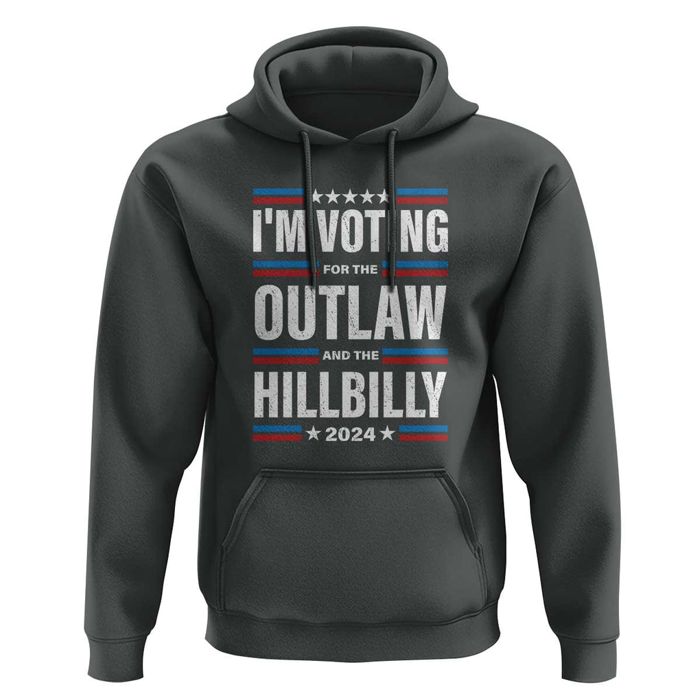 I'm Voting For the Outlaw and the Hillbilly 2024 Hoodie Retro Star US Flag TS11 Dark Heather Print Your Wear