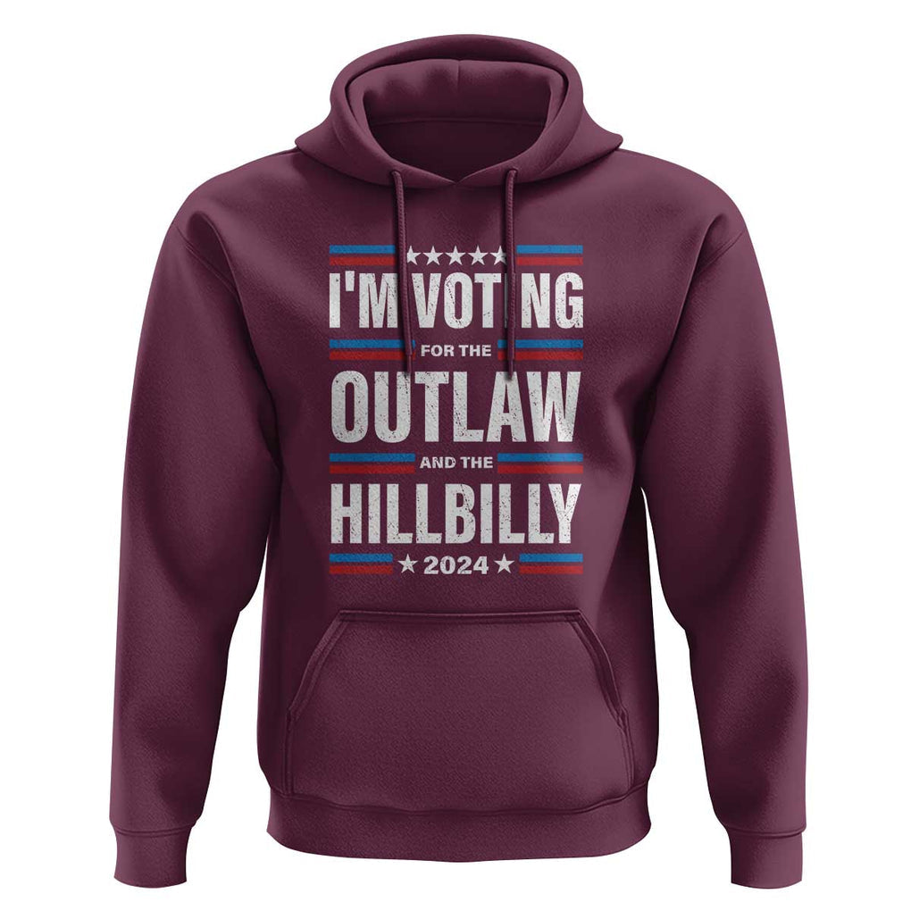 I'm Voting For the Outlaw and the Hillbilly 2024 Hoodie Retro Star US Flag TS11 Maroon Print Your Wear