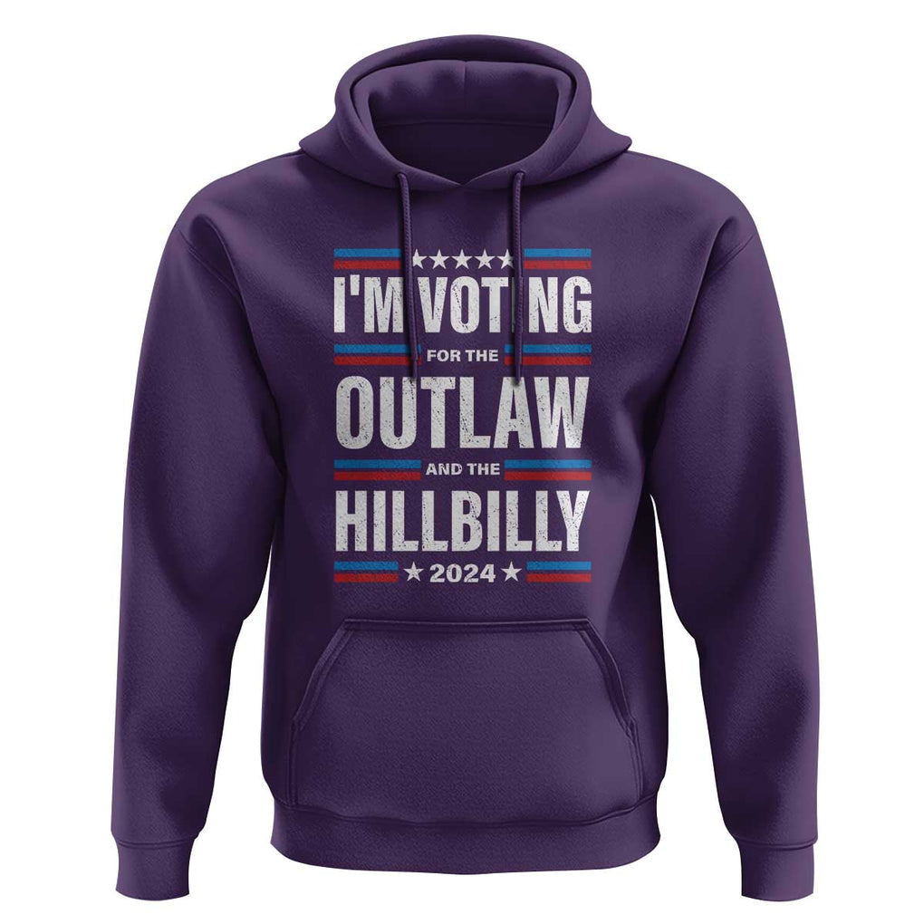 I'm Voting For the Outlaw and the Hillbilly 2024 Hoodie Retro Star US Flag TS11 Purple Print Your Wear