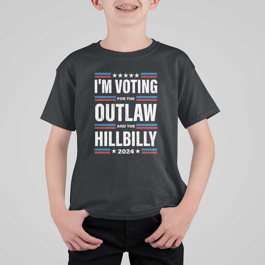 I'm Voting For the Outlaw and the Hillbilly 2024 T Shirt For Kid Retro Star US Flag TS11 Black Print Your Wear