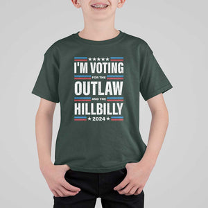 I'm Voting For the Outlaw and the Hillbilly 2024 T Shirt For Kid Retro Star US Flag TS11 Dark Forest Green Print Your Wear