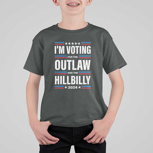 I'm Voting For the Outlaw and the Hillbilly 2024 T Shirt For Kid Retro Star US Flag TS11 Dark Heather Print Your Wear