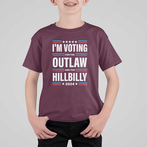 I'm Voting For the Outlaw and the Hillbilly 2024 T Shirt For Kid Retro Star US Flag TS11 Maroon Print Your Wear