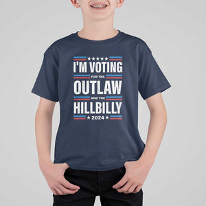 I'm Voting For the Outlaw and the Hillbilly 2024 T Shirt For Kid Retro Star US Flag TS11 Navy Print Your Wear