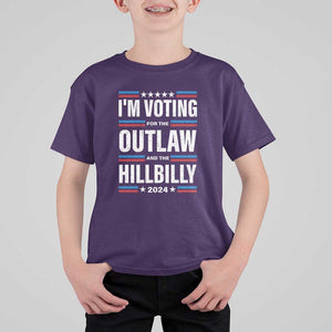 I'm Voting For the Outlaw and the Hillbilly 2024 T Shirt For Kid Retro Star US Flag TS11 Purple Print Your Wear