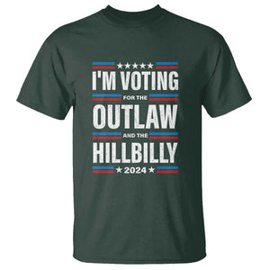 I'm Voting For the Outlaw and the Hillbilly 2024 T Shirt Retro Star US Flag TS11 Dark Forest Green Print Your Wear