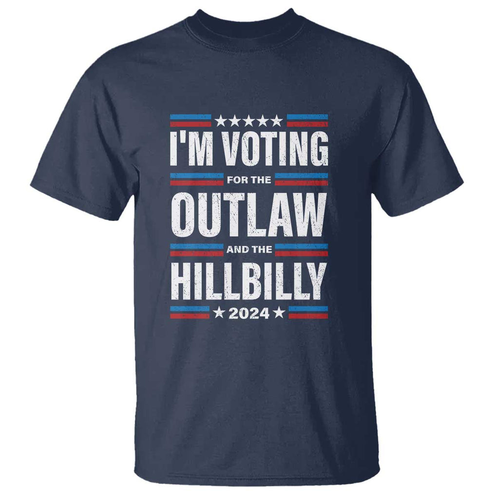 I'm Voting For the Outlaw and the Hillbilly 2024 T Shirt Retro Star US Flag TS11 Navy Print Your Wear