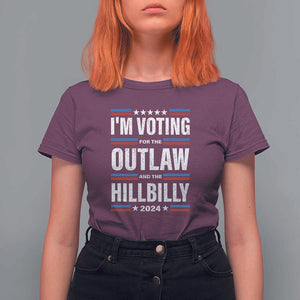 I'm Voting For the Outlaw and the Hillbilly 2024 T Shirt For Women Retro Star US Flag TS11 Maroon Print Your Wear