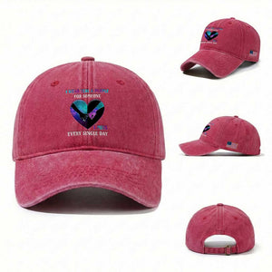 Suicide Prevention Awareness Washed Cotton Baseball Cap I Wear Teal And Purple For Someone I Miss Every Single Day Heart