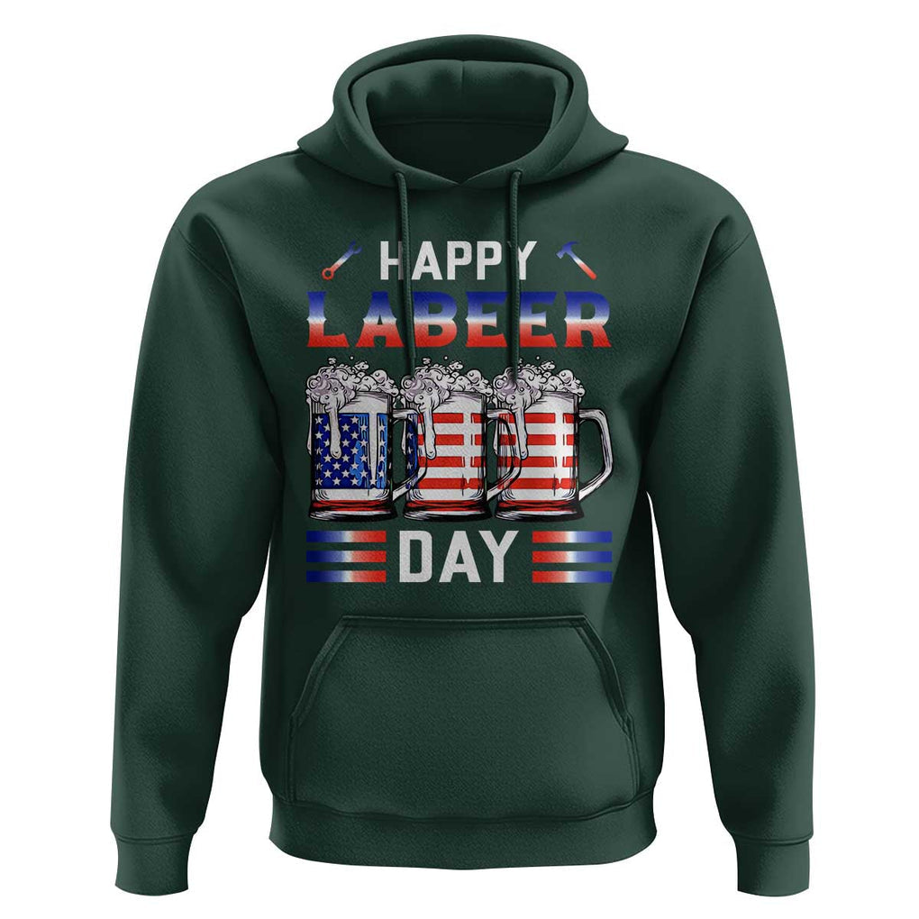 Funny Labor Day Drinking Hoodie Labeer Day American Flag Beer Mug TS11 Dark Forest Green Print Your Wear