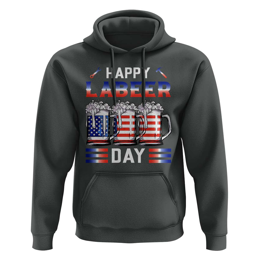 Funny Labor Day Drinking Hoodie Labeer Day American Flag Beer Mug TS11 Dark Heather Print Your Wear