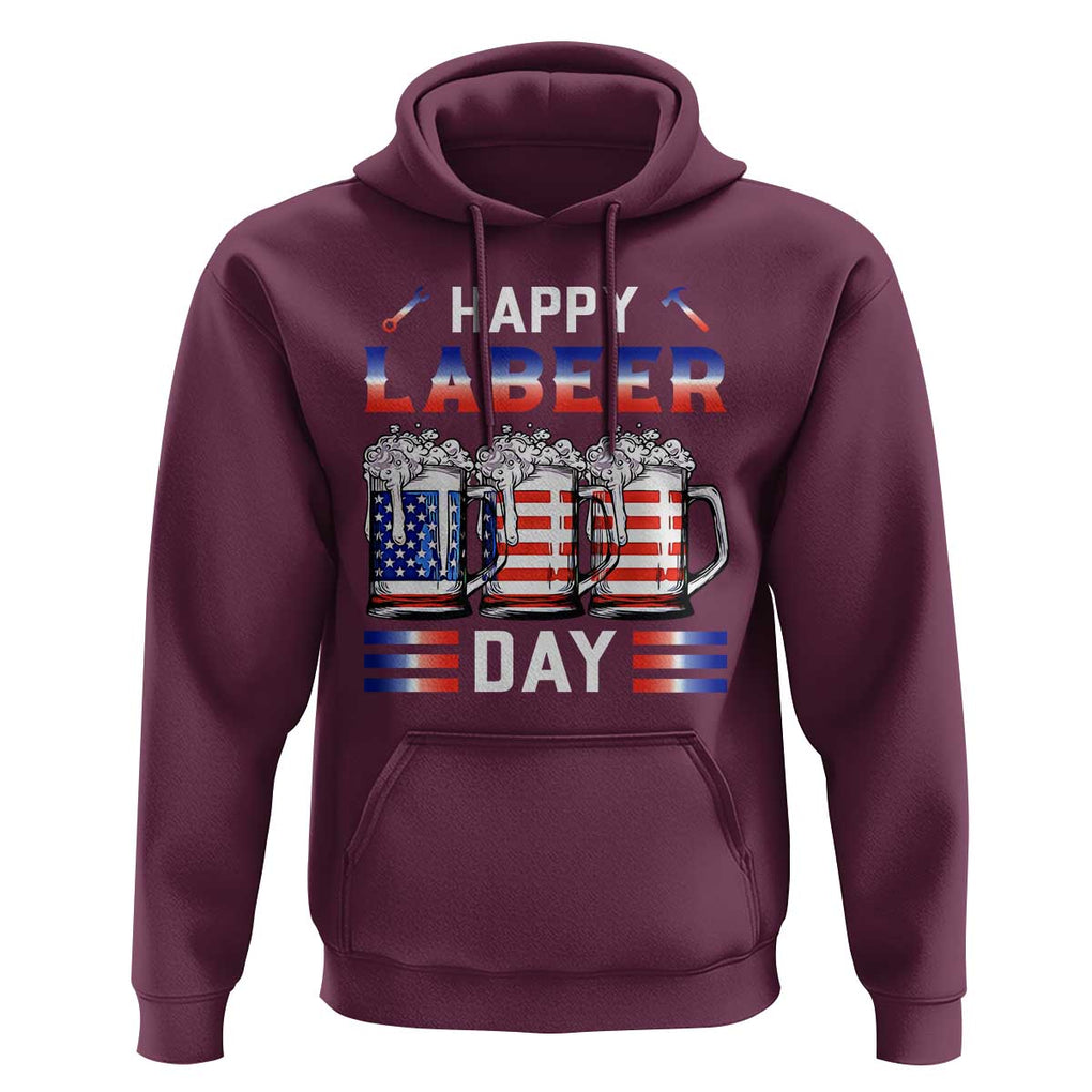 Funny Labor Day Drinking Hoodie Labeer Day American Flag Beer Mug TS11 Maroon Print Your Wear