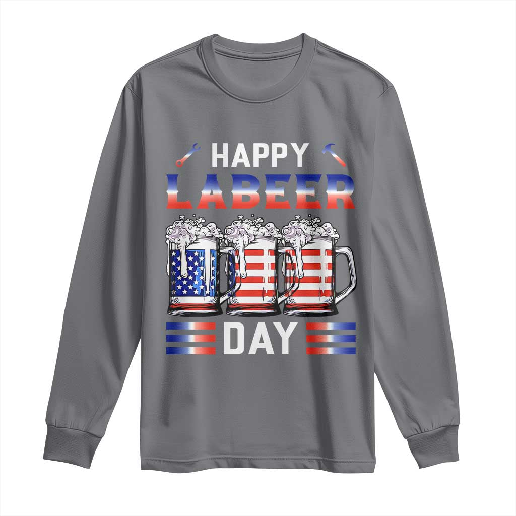 Funny Labor Day Drinking Long Sleeve Shirt Labeer Day American Flag Beer Mug TS11 Charcoal Print Your Wear