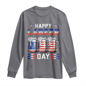 Funny Labor Day Drinking Long Sleeve Shirt Labeer Day American Flag Beer Mug TS11 Charcoal Print Your Wear