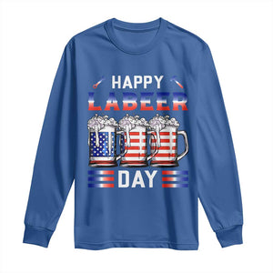 Funny Labor Day Drinking Long Sleeve Shirt Labeer Day American Flag Beer Mug TS11 Royal Blue Print Your Wear
