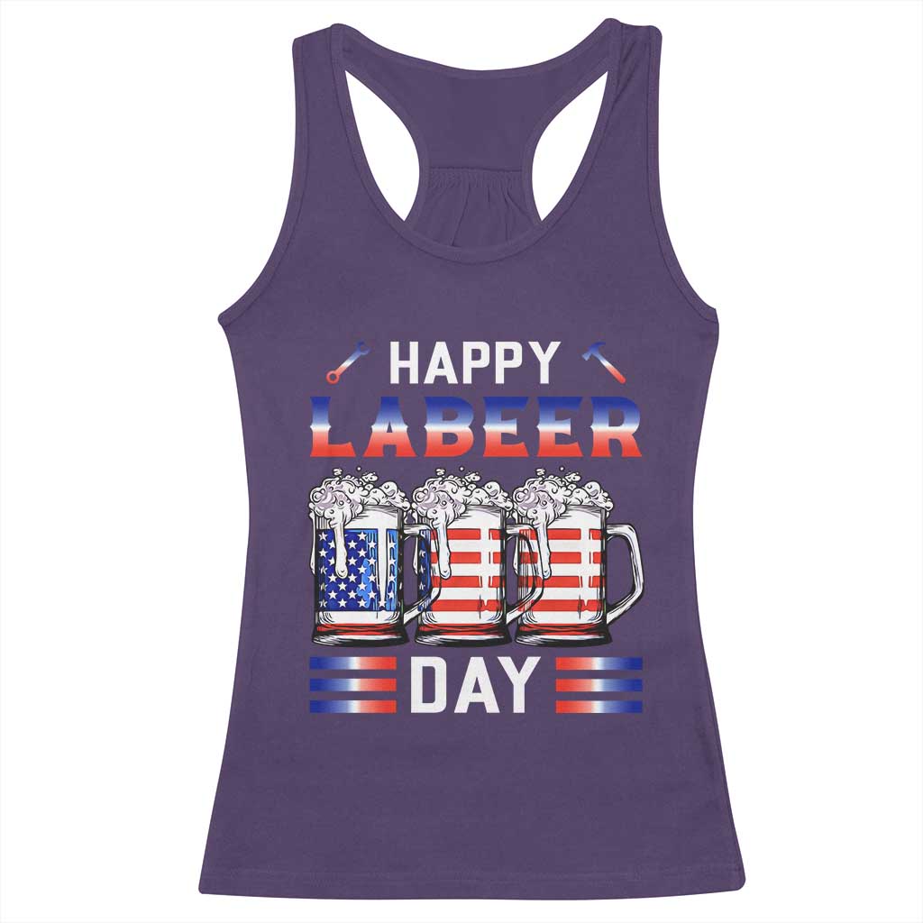 Funny Labor Day Drinking Racerback Tank Top Labeer Day American Flag Beer Mug TS11 Purple Print Your Wear