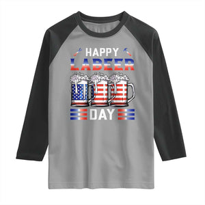 Funny Labor Day Drinking Raglan Shirt Labeer Day American Flag Beer Mug TS11 Sport Gray Black Print Your Wear