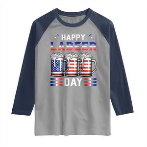 Funny Labor Day Drinking Raglan Shirt Labeer Day American Flag Beer Mug TS11 Sport Gray Navy Print Your Wear