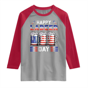 Funny Labor Day Drinking Raglan Shirt Labeer Day American Flag Beer Mug TS11 Sport Gray Red Print Your Wear