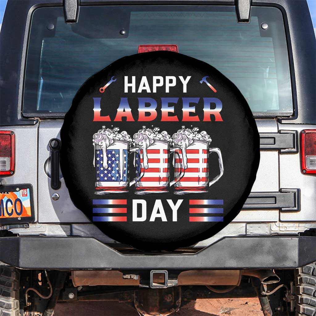 Funny Labor Day Drinking Spare Tire Cover Labeer Day American Flag Beer Mug TS11 No hole Black Print Your Wear