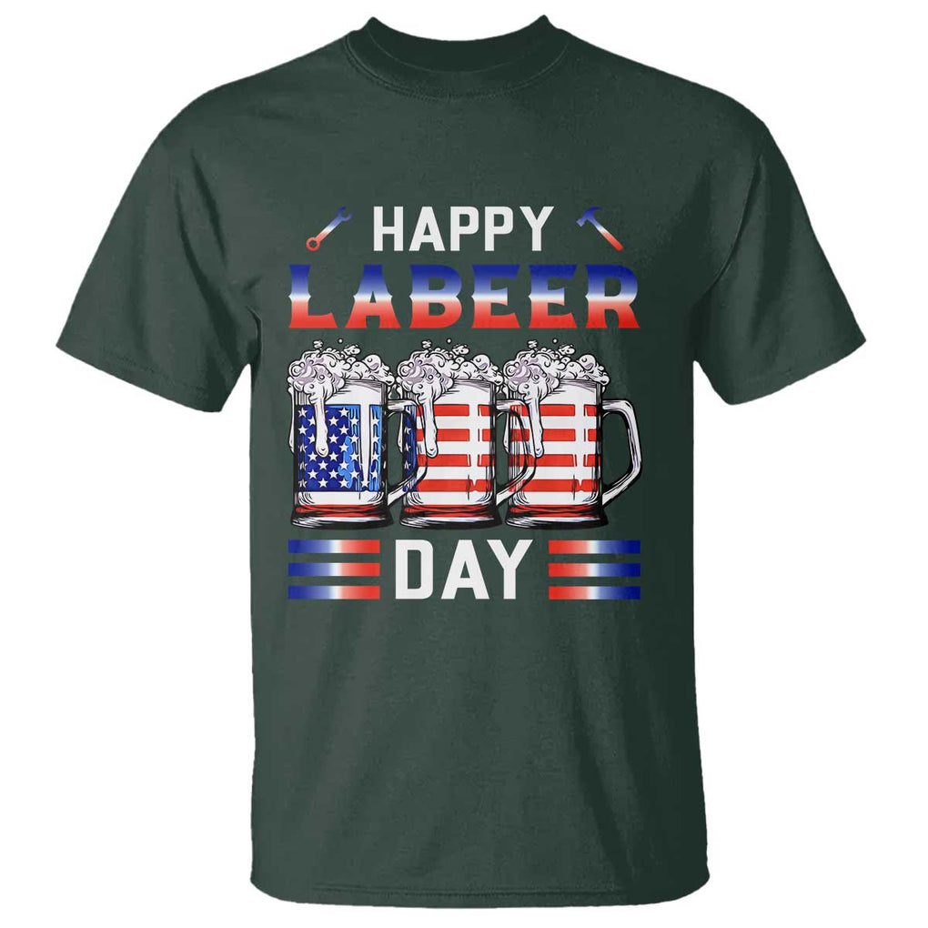 Funny Labor Day Drinking T Shirt Labeer Day American Flag Beer Mug TS11 Dark Forest Green Print Your Wear