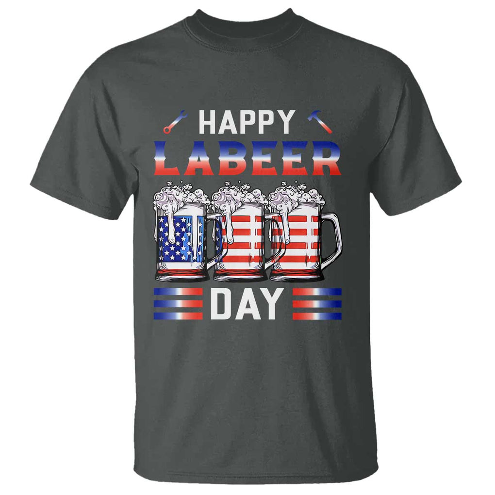 Funny Labor Day Drinking T Shirt Labeer Day American Flag Beer Mug TS11 Dark Heather Print Your Wear