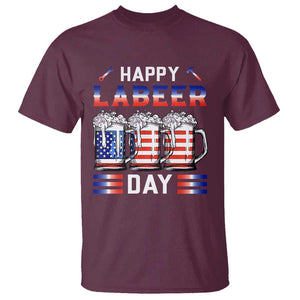 Funny Labor Day Drinking T Shirt Labeer Day American Flag Beer Mug TS11 Maroon Print Your Wear