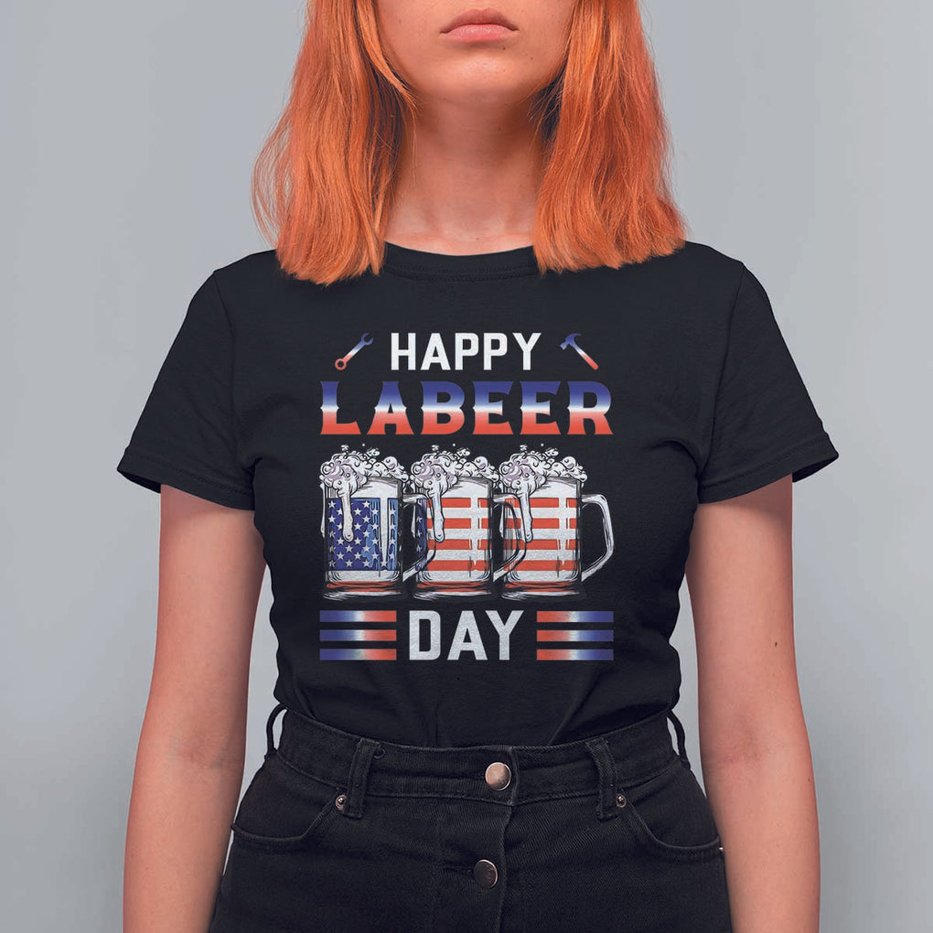 Funny Labor Day Drinking T Shirt For Women Labeer Day American Flag Beer Mug TS11 Black Print Your Wear