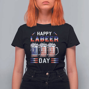 Funny Labor Day Drinking T Shirt For Women Labeer Day American Flag Beer Mug TS11 Black Print Your Wear