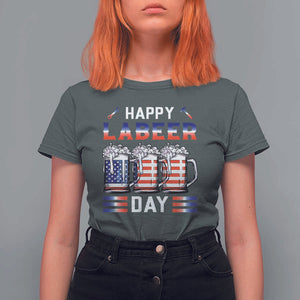 Funny Labor Day Drinking T Shirt For Women Labeer Day American Flag Beer Mug TS11 Dark Heather Print Your Wear