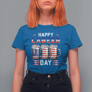 Funny Labor Day Drinking T Shirt For Women Labeer Day American Flag Beer Mug TS11 Royal Blue Print Your Wear