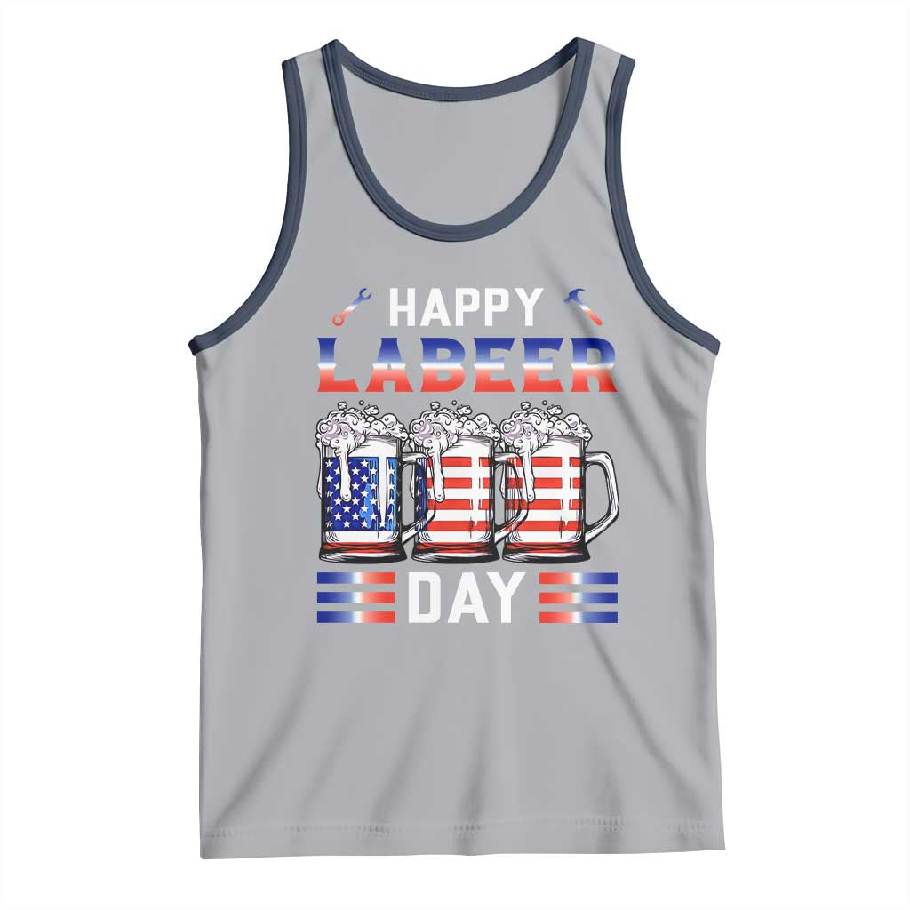 Funny Labor Day Drinking Tank Top Labeer Day American Flag Beer Mug TS11 Athletic Heather Navy Print Your Wear
