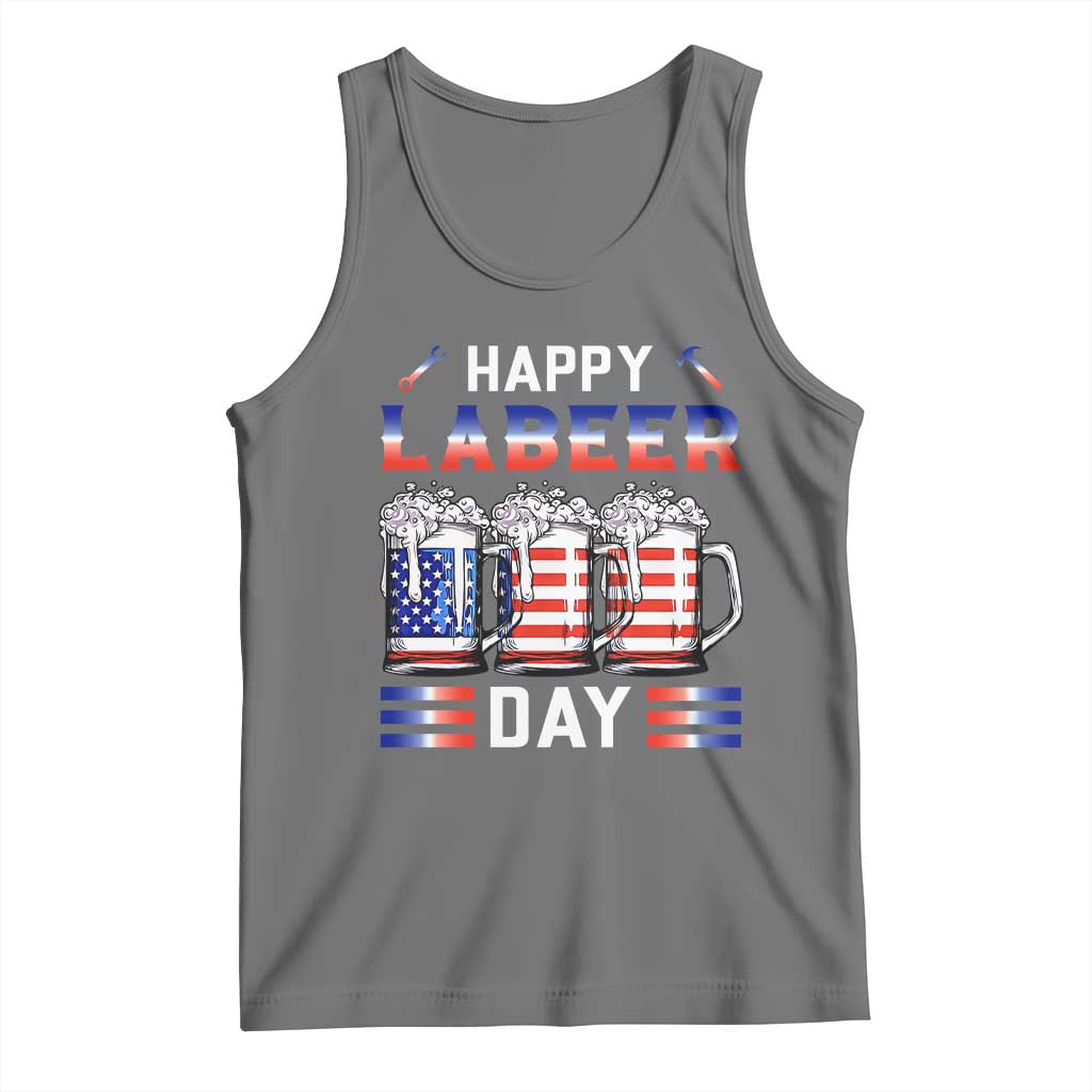 Funny Labor Day Drinking Tank Top Labeer Day American Flag Beer Mug TS11 Black Heather Print Your Wear