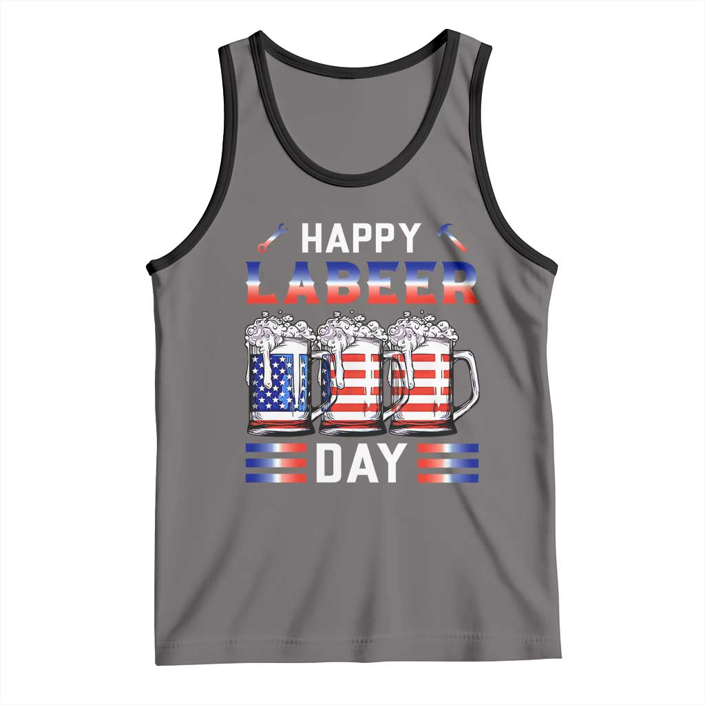 Funny Labor Day Drinking Tank Top Labeer Day American Flag Beer Mug TS11 Deep Heather Black Print Your Wear